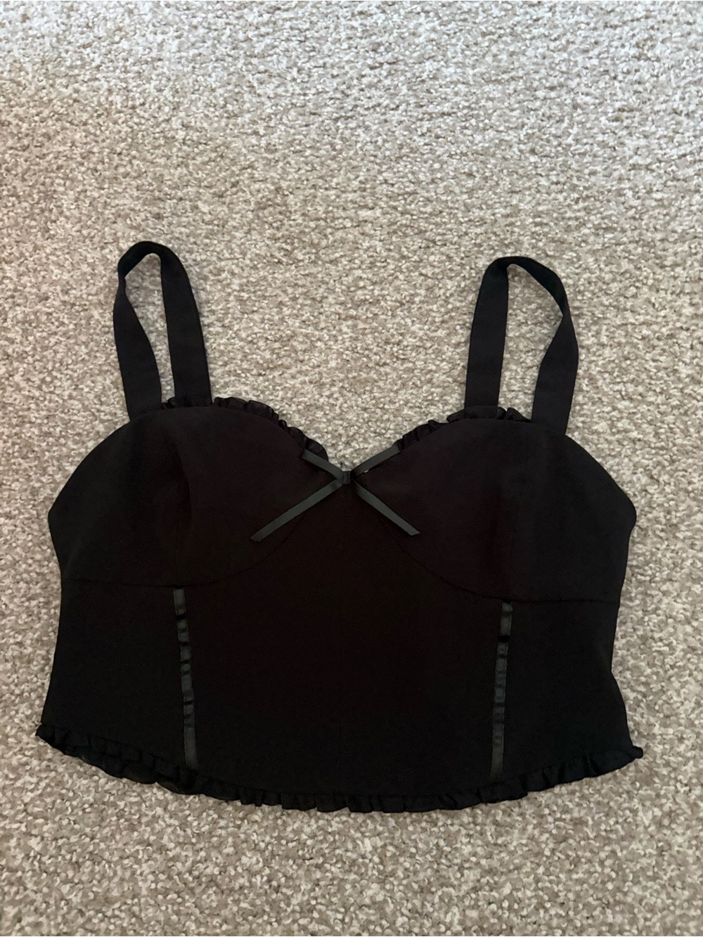 PacSun Black Ruffle Trim Crop Top